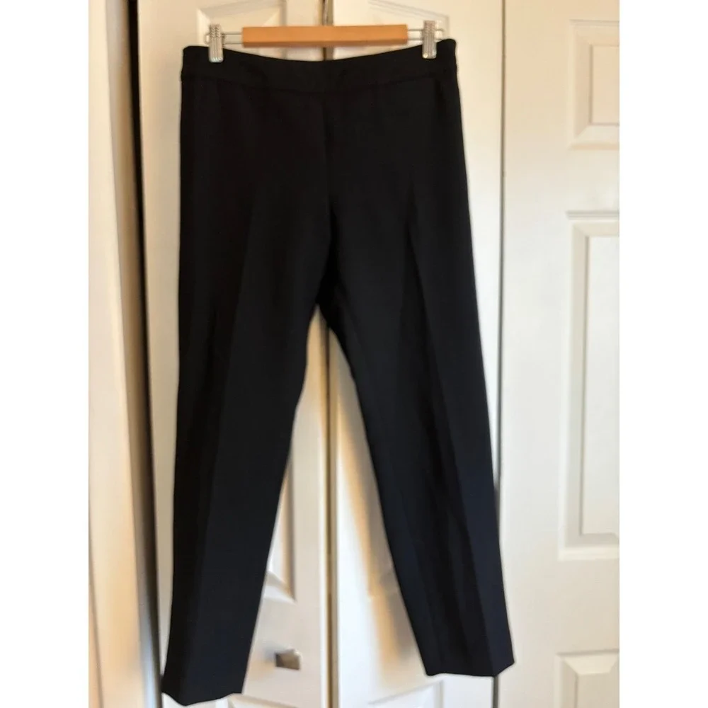 Tory Burch Wool Blend Pants 6 Black Side Zip Tapered Stretch